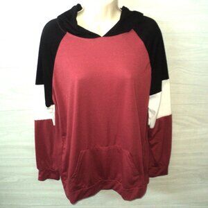 Knit Top Hoodie Women's Sz XL Rust, Black, Off-White Long Sleeve Polyester Blend